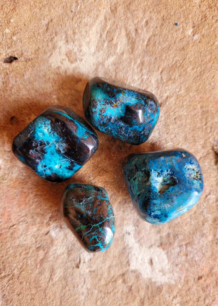 Malachite and Shattukite Polished Tumblestone Crystal