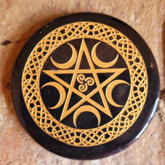 Black Agate Polished Pentagram Moon Plate