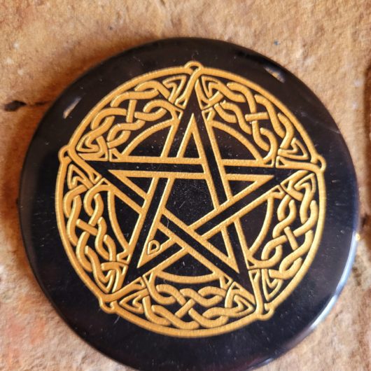 Black Agate Polished Pentagram Plate