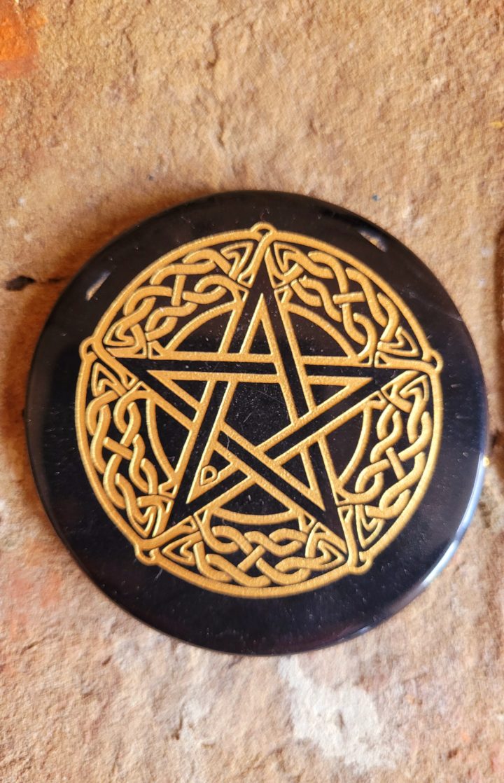 Black Agate Polished Pentagram Plate
