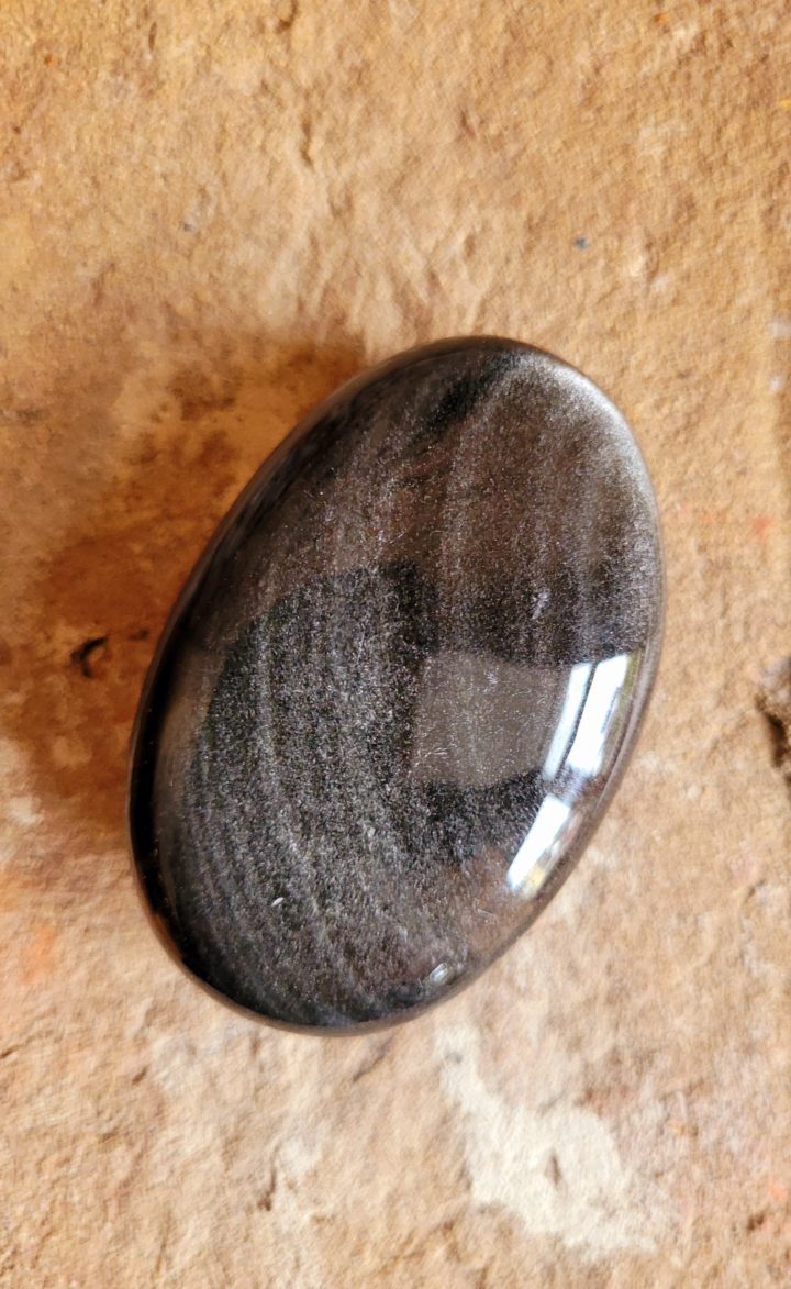 Silver Sheen Obsidian Polished Crystal Pebble 1