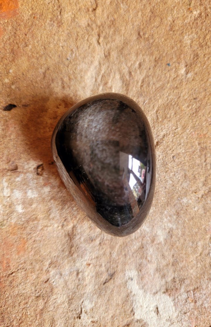 Silver Sheen Obsidian Polished Crystal Pebble 2