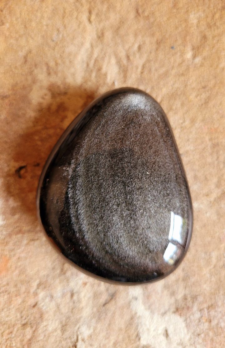 Silver Sheen Obsidian Polished Crystal Pebble 3