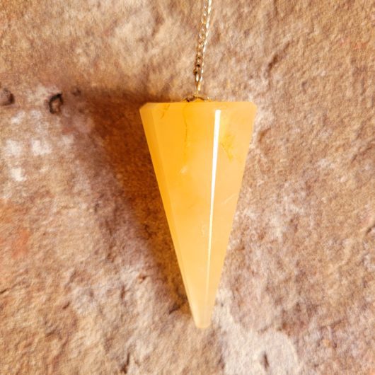 Yellow Agate Facet Cone Crystal Pendulum