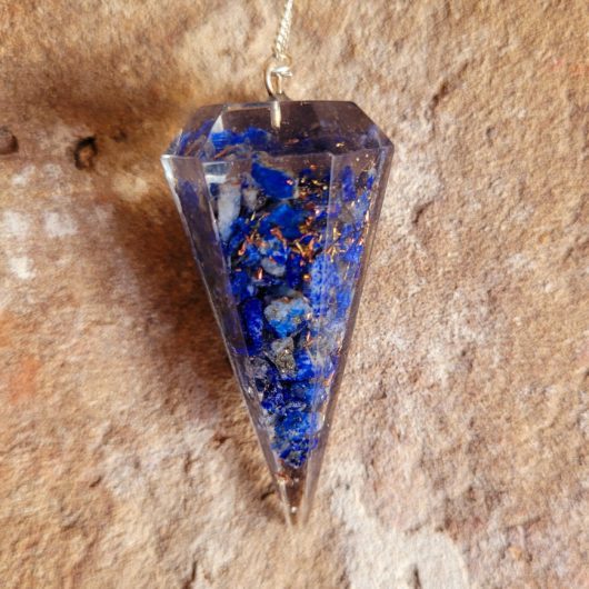 Lapis Lazuli in Orgone Facet Cone Crystal Pendulum