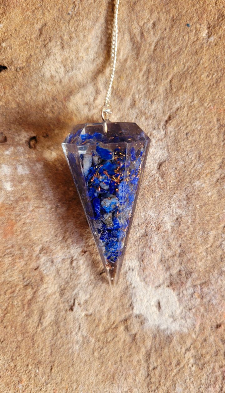 Lapis Lazuli in Orgone Facet Cone Crystal Pendulum