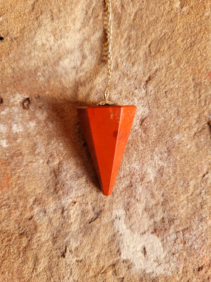 Red Jasper Facet Cone Crystal Pendulum