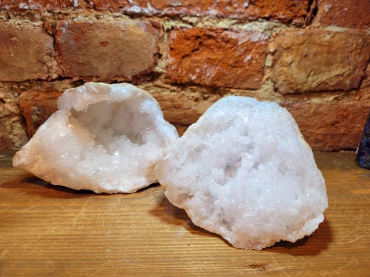 Quartz Geode Natural Crystal Half Medium