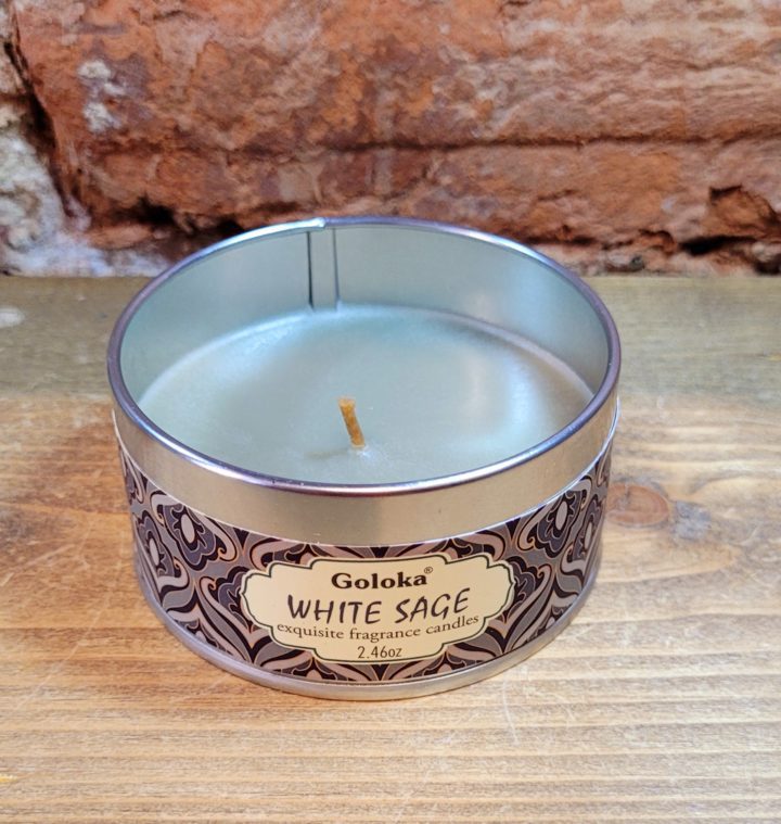 Goloka White Sage Soy Wax Candle in a Tin