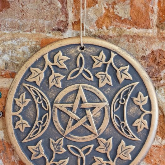 Terracotta Triple Moon Pentagram Plaque
