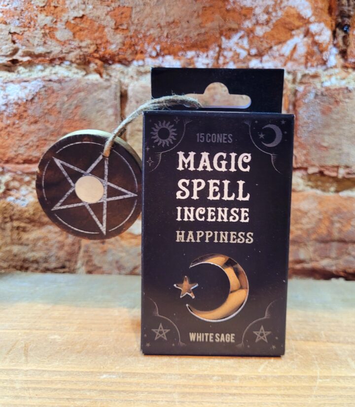 White Sage "Happiness" Spell Incense Cones and Pentagram Holder