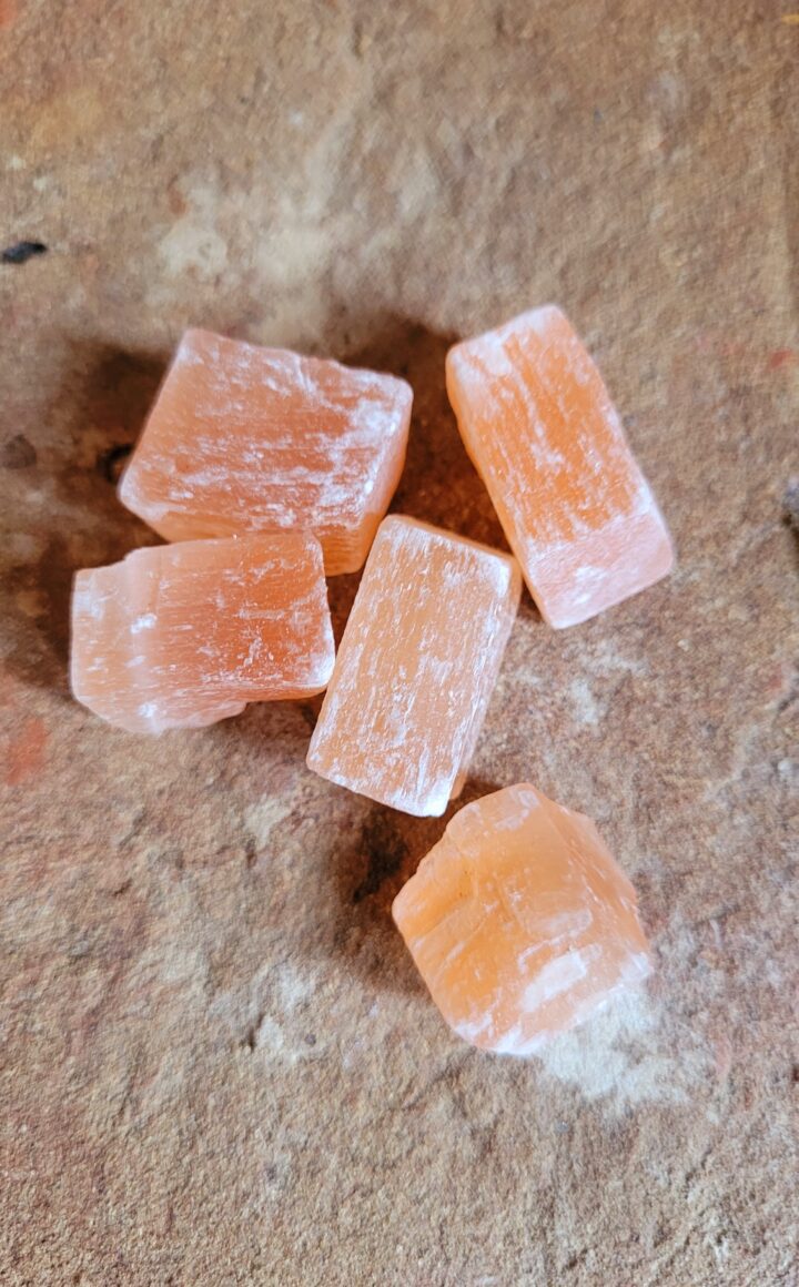 Selenite Peach Rough Tumblestone Crystal