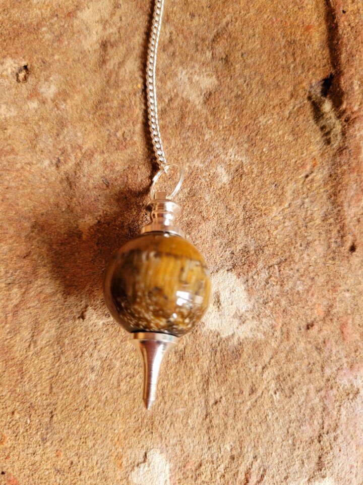 Gold Tiger Eye Sphere Crystal Pendulum