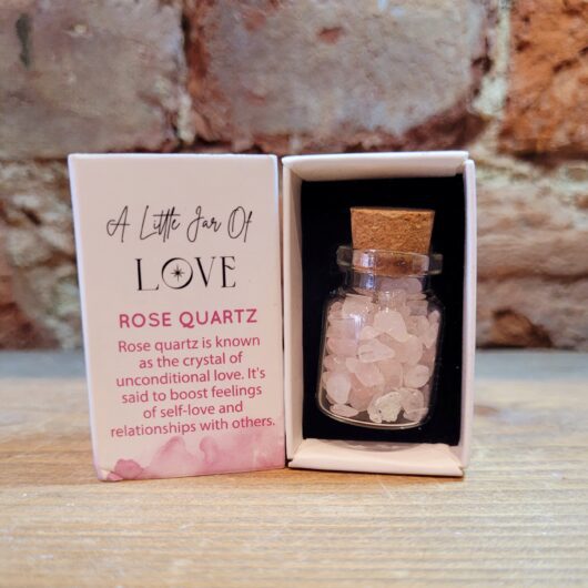 Crystal Healing Jar of Love Rose Quartz in Matchbox