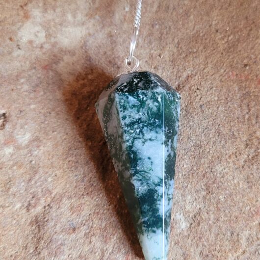 Tree Agate Faceted Crystal Pendulum